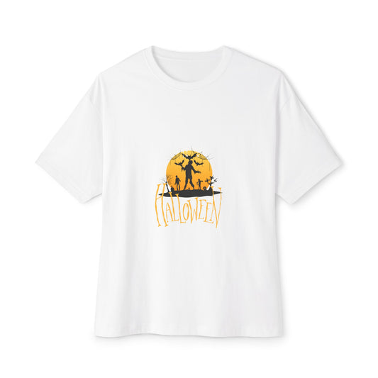 Halloween Unisex Oversized Boxy Tee - Spooky Graphic Shirt