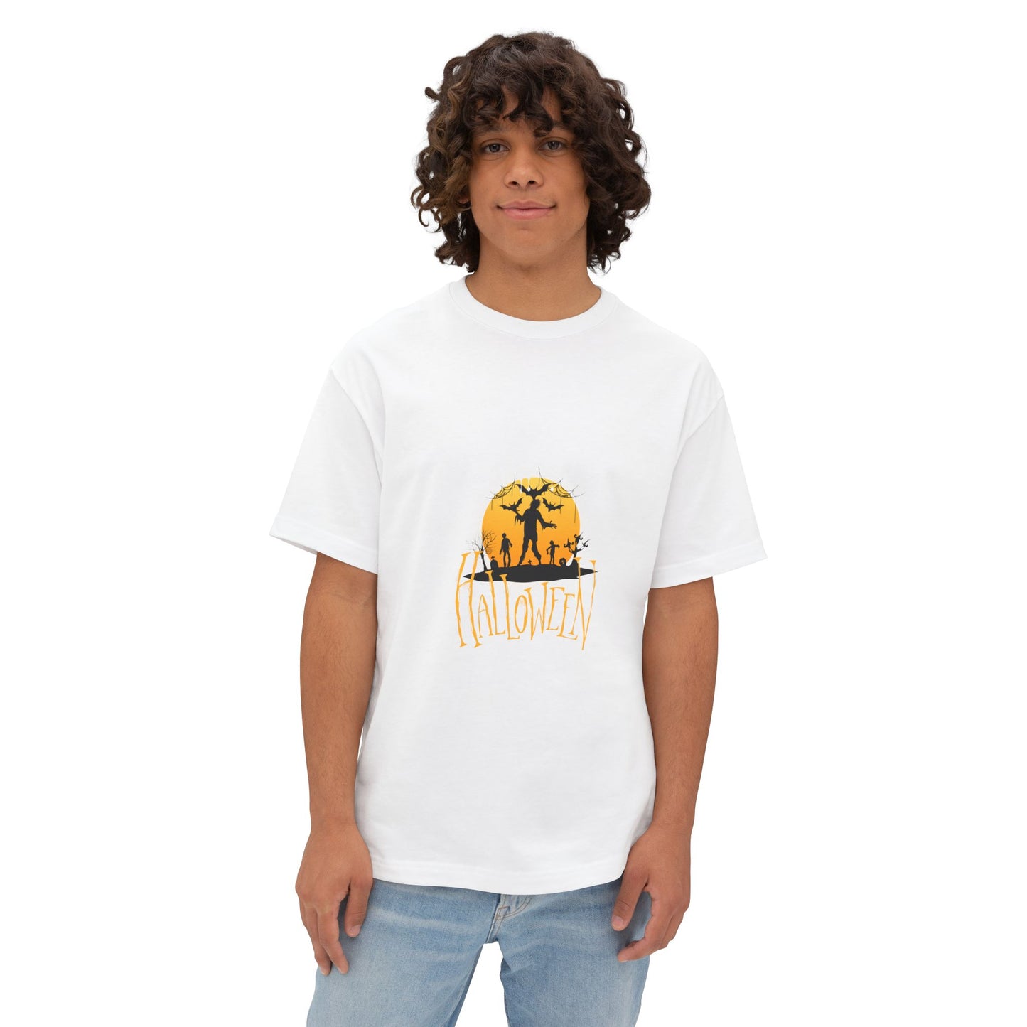 Halloween Unisex Oversized Boxy Tee - Spooky Graphic Shirt