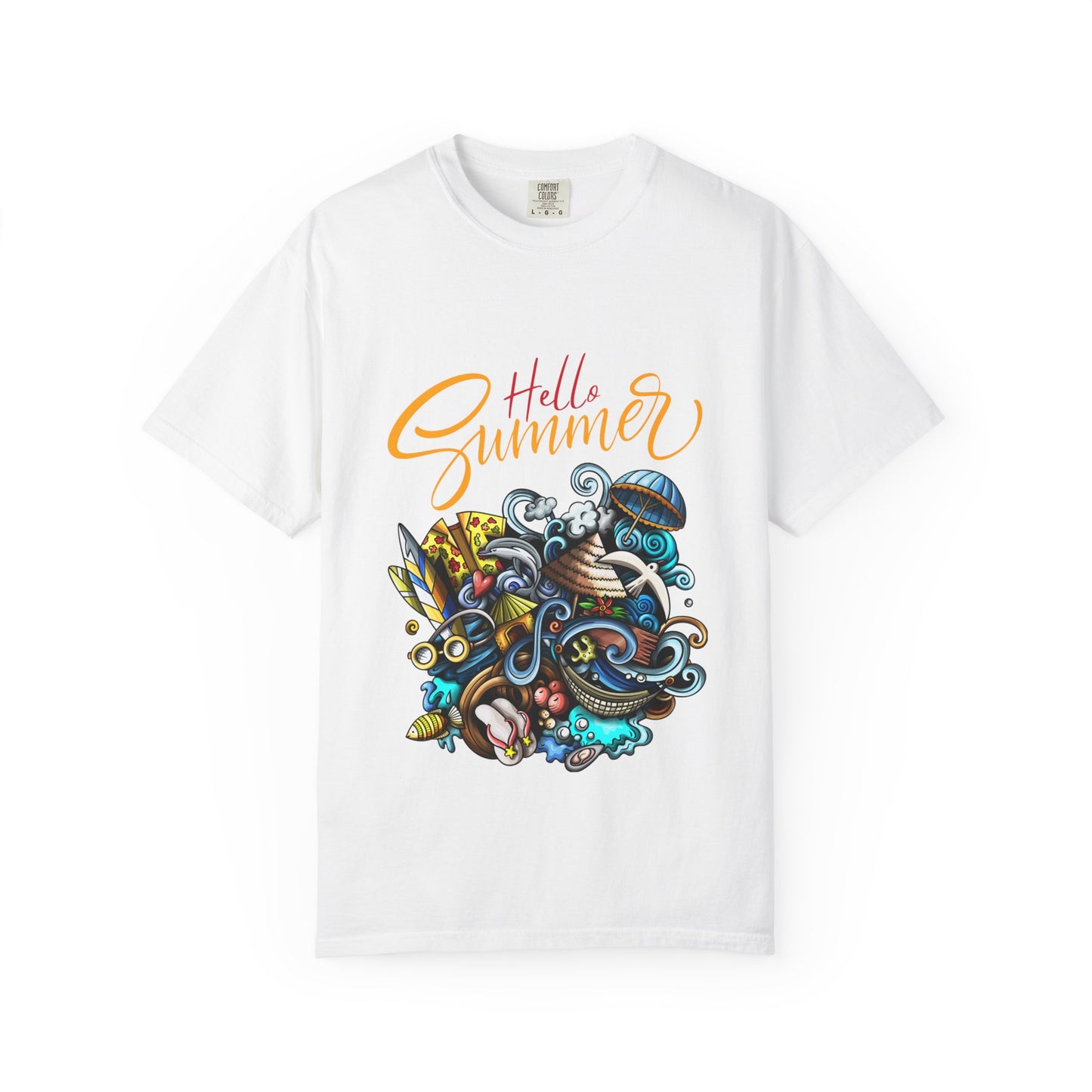 Hello Summer Unisex Garment-Dyed T-Shirt | Ocean Vibes Tee